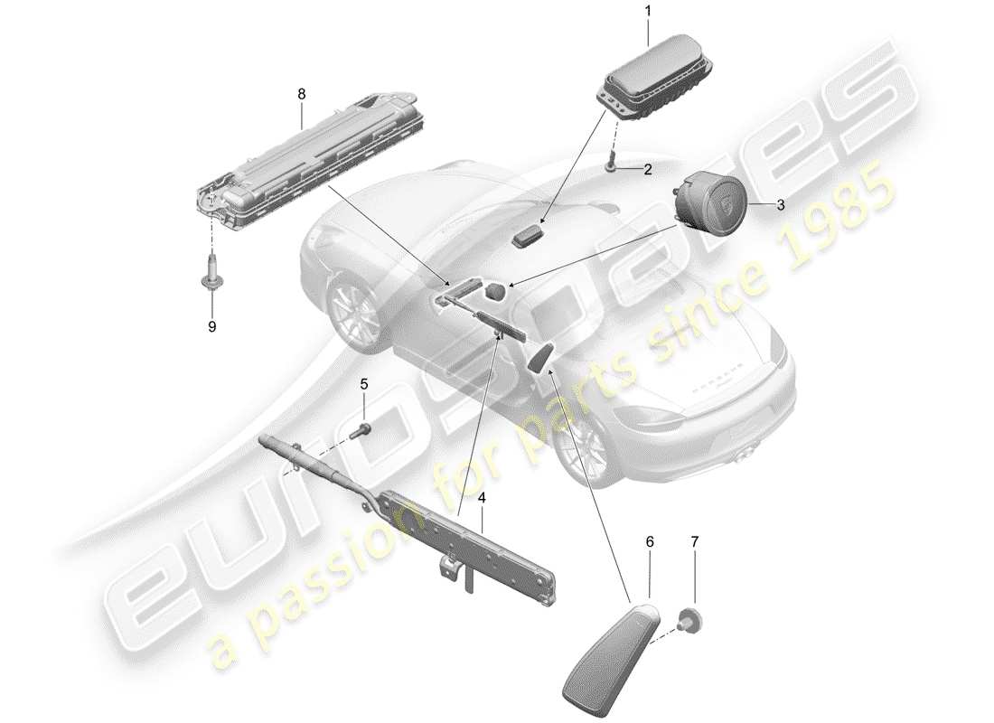 porsche 2015 (981 boxster) airbag parts diagram