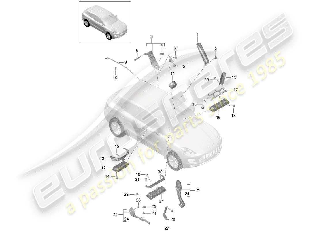 porsche 2016 (macan) airbag part diagram