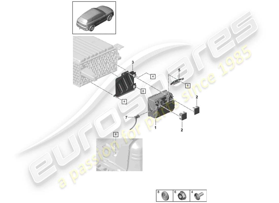 porsche 2018 (cayenne e3 9ya/9yb) battery 48 volts parts diagram