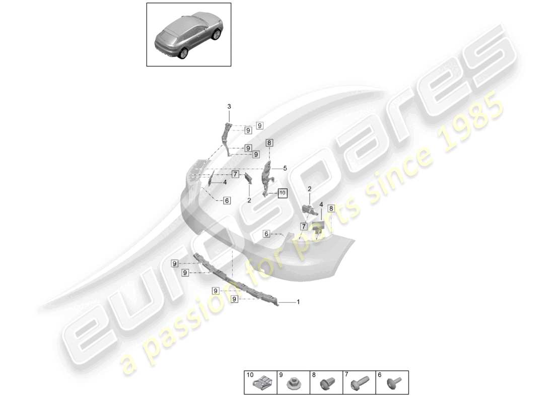 porsche 2019 (macan) fasteners rear bumper part diagram