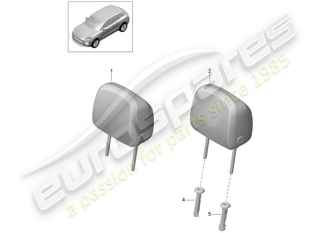 porsche 2019 (macan) head restraint accessories part diagram