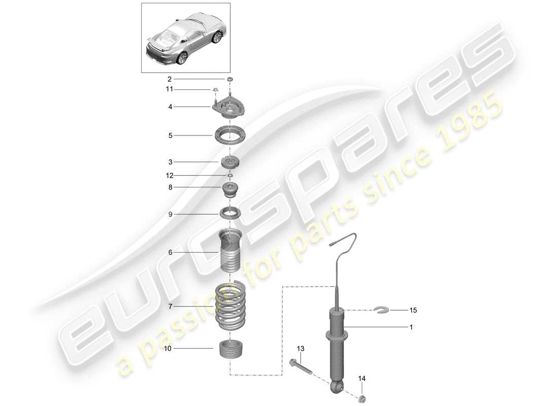 porsche 991r/gt3/rs (2017) shock absorber parts diagram