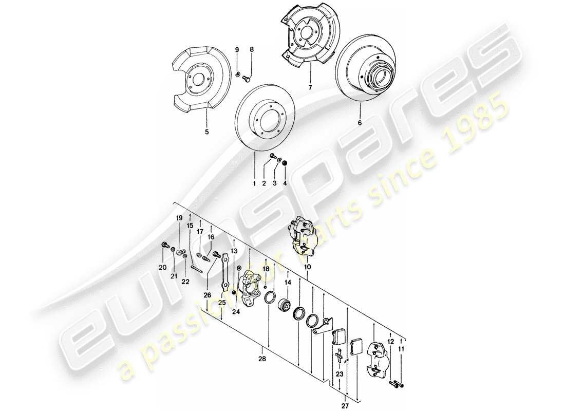 porsche 1975 (914) disc brakes part diagram
