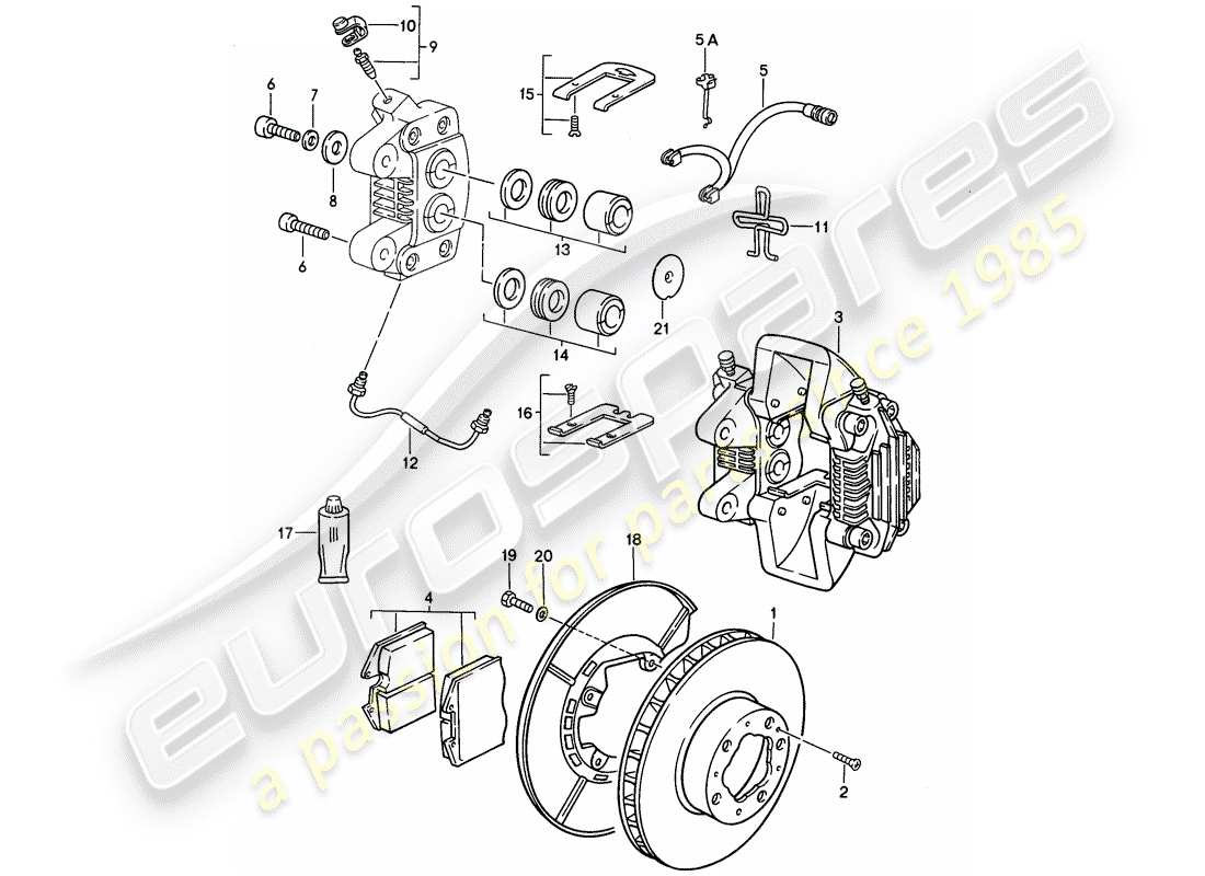 porsche 1994 (968) disc brakes - rear axle part diagram