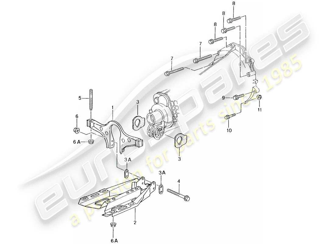 porsche 2000 (996) manual gearbox - gearbox mounting - engine part diagram