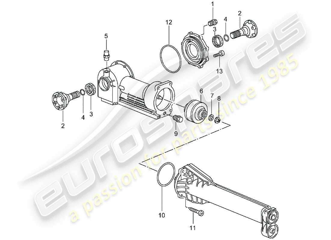 porsche 2003 (996 turbo / gt2) front axle differential - viscous clutch - single parts part diagram
