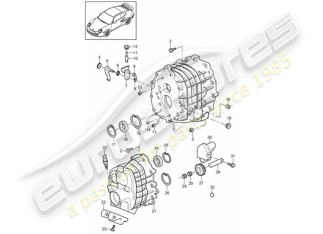 porsche 2012 (997-2 turbo / gt2 rs) gear housing parts diagram