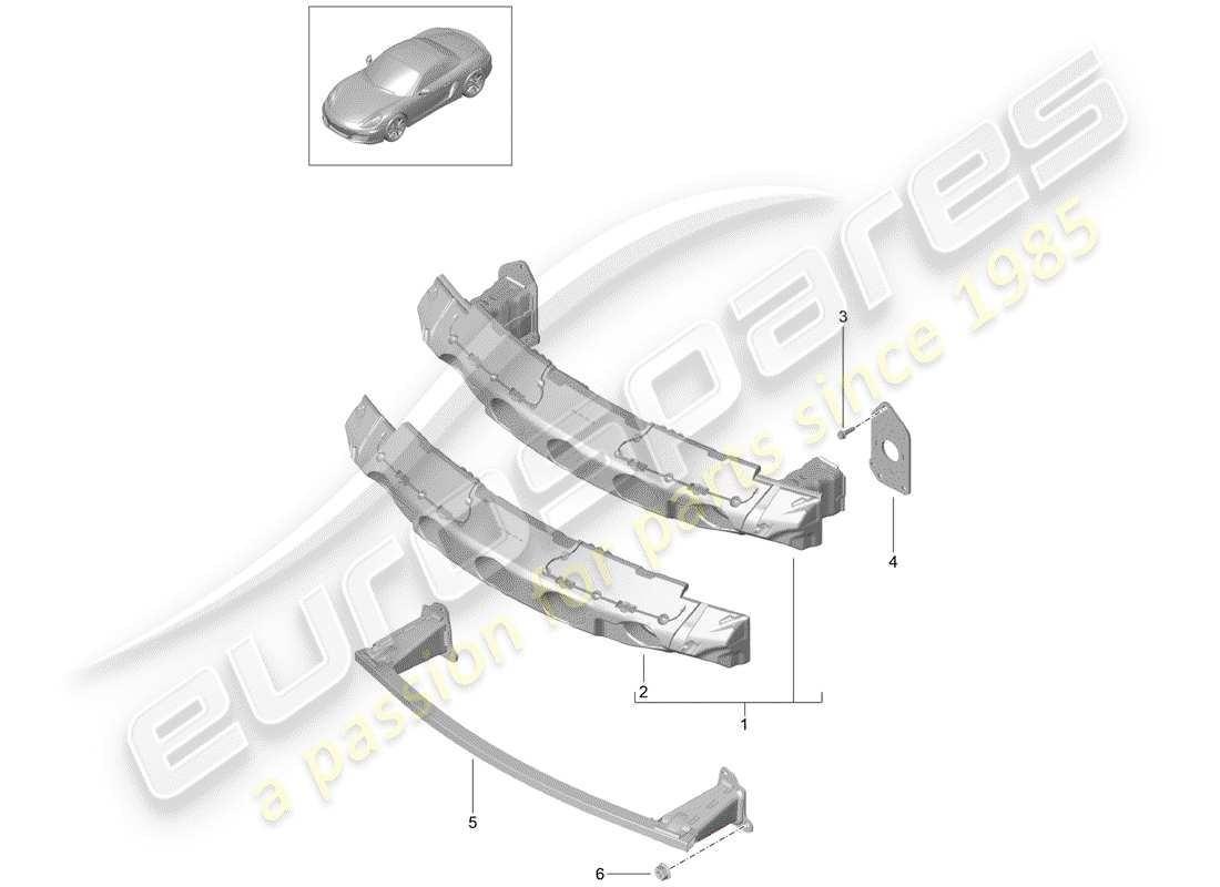 porsche 2016 (981 boxster) bumper carrier front parts diagram
