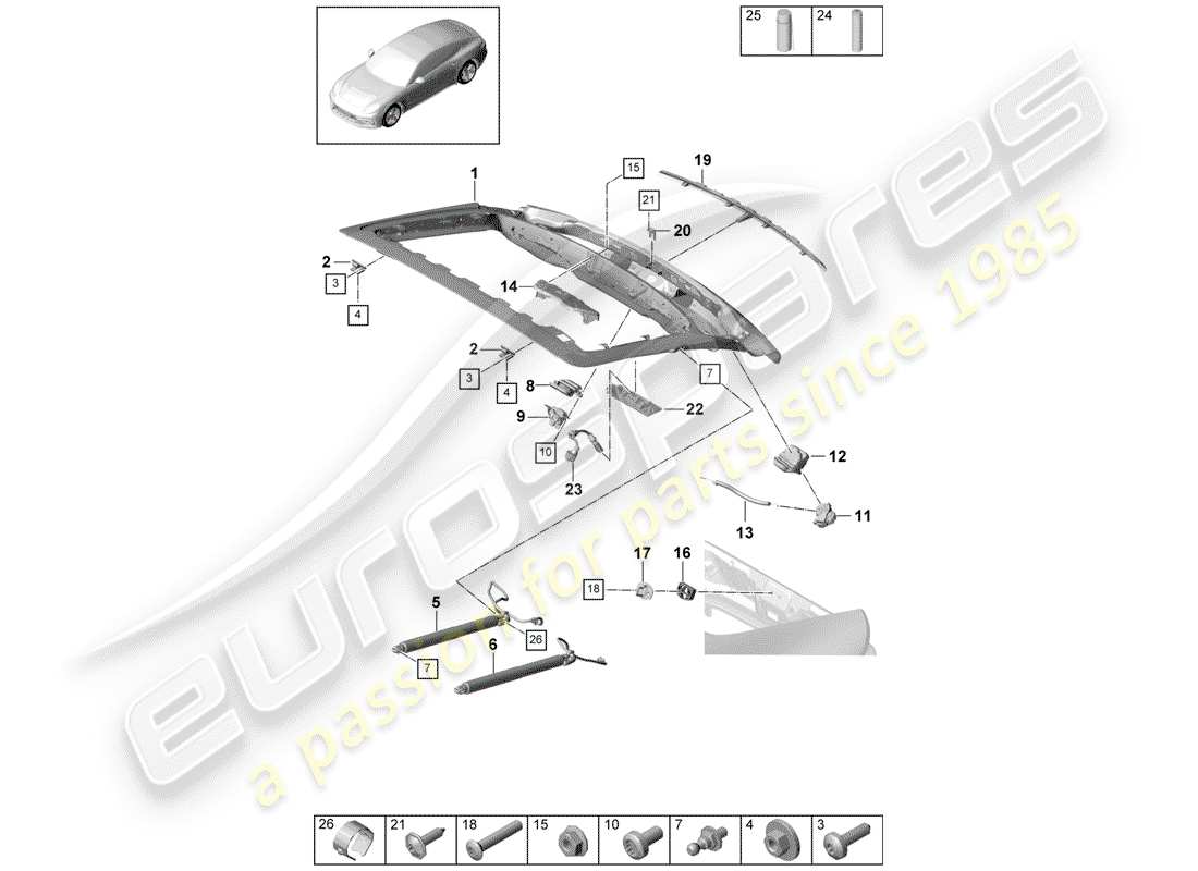 porsche 2020 (panamera 971-1) rear lid part diagram