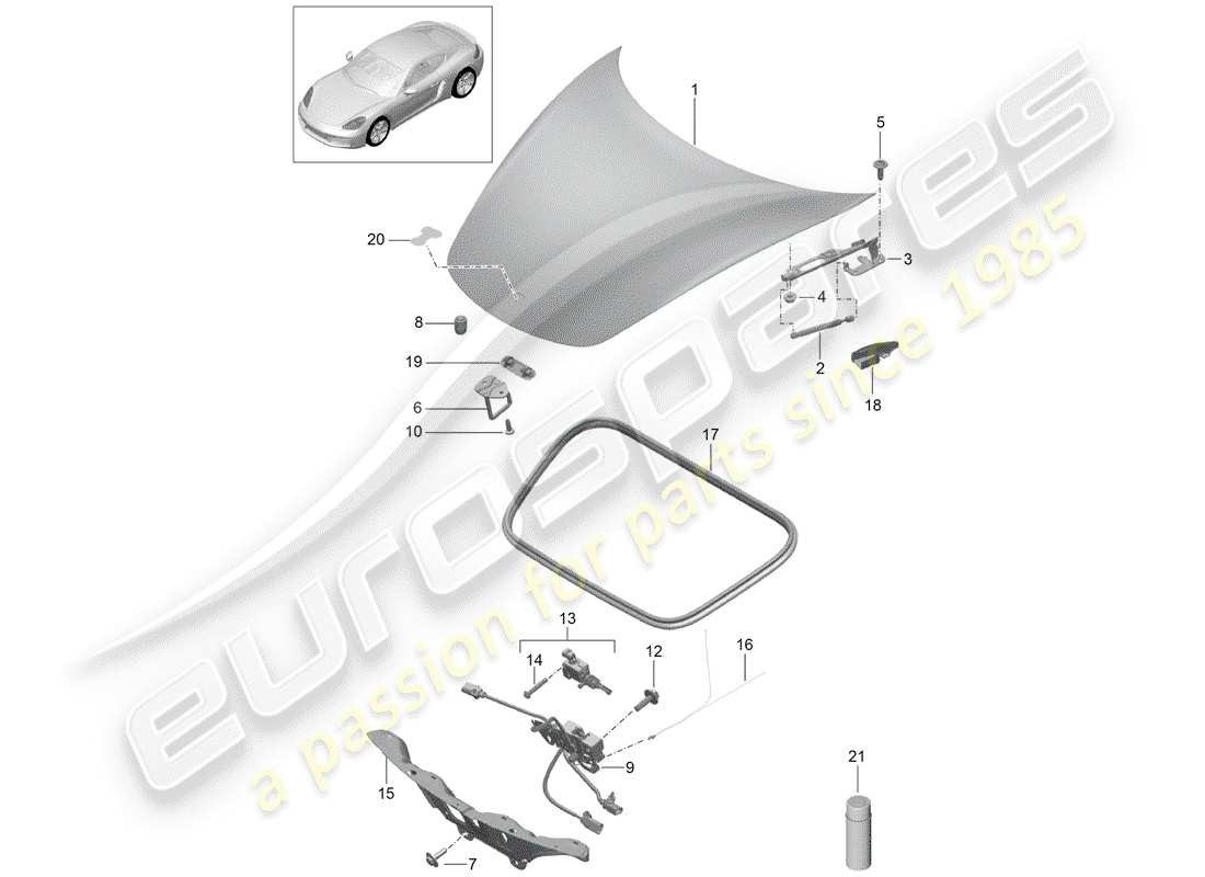 porsche 2018 (718 cayman) cover front part diagram