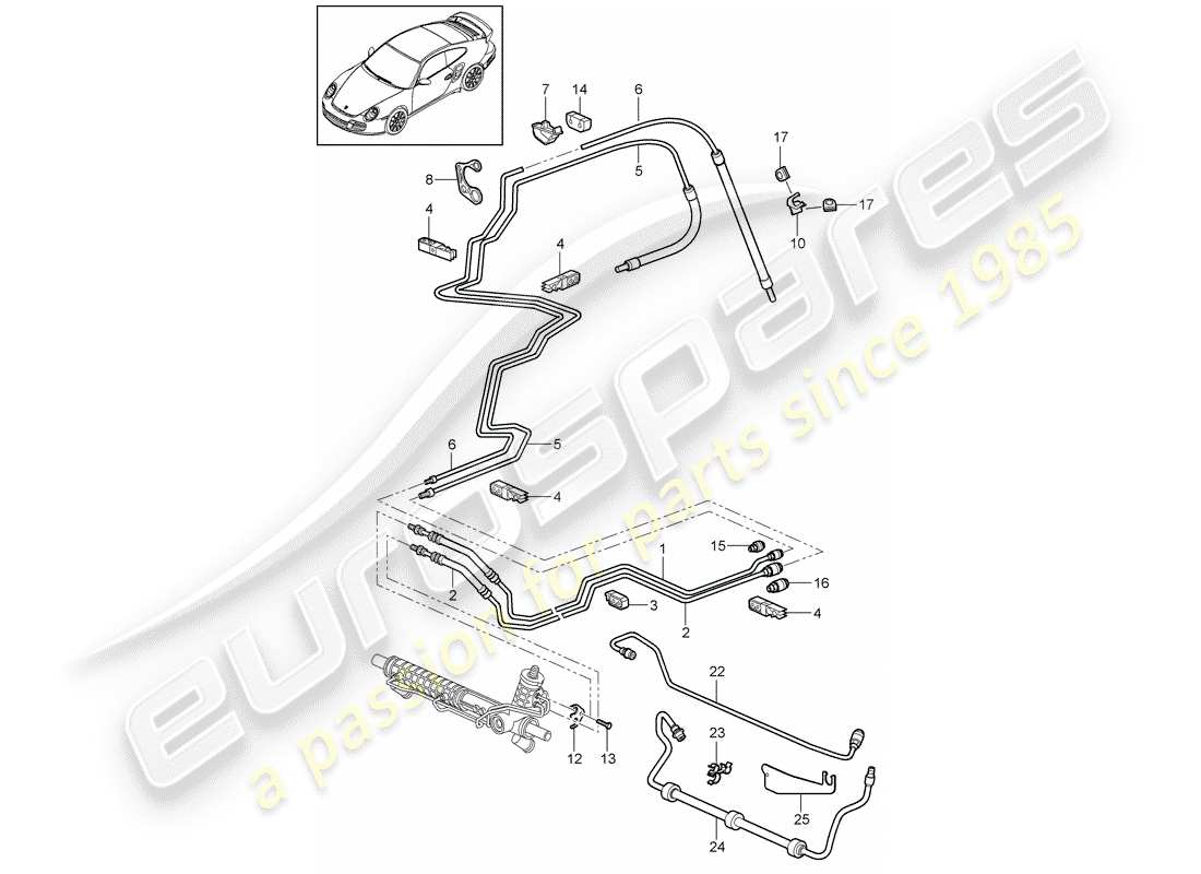 porsche 2012 (997-2 turbo / gt2 rs) power steering parts diagram