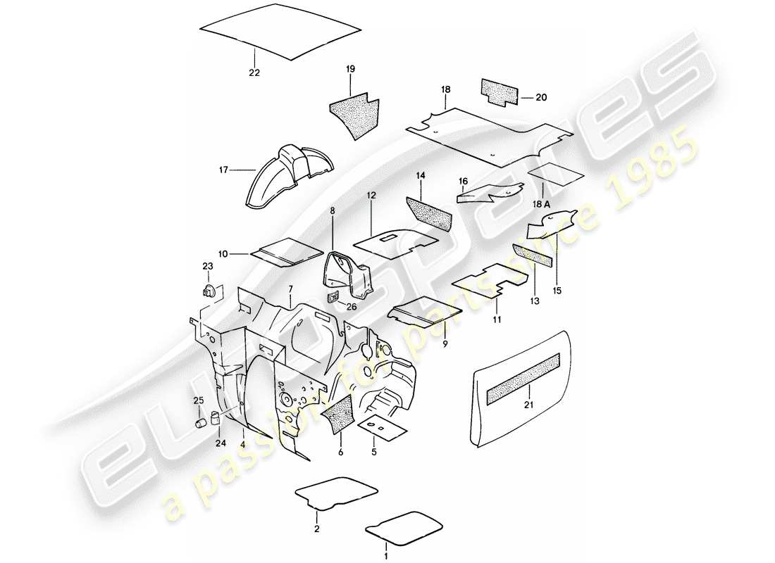 porsche 1987 (924s) sound absorber part diagram