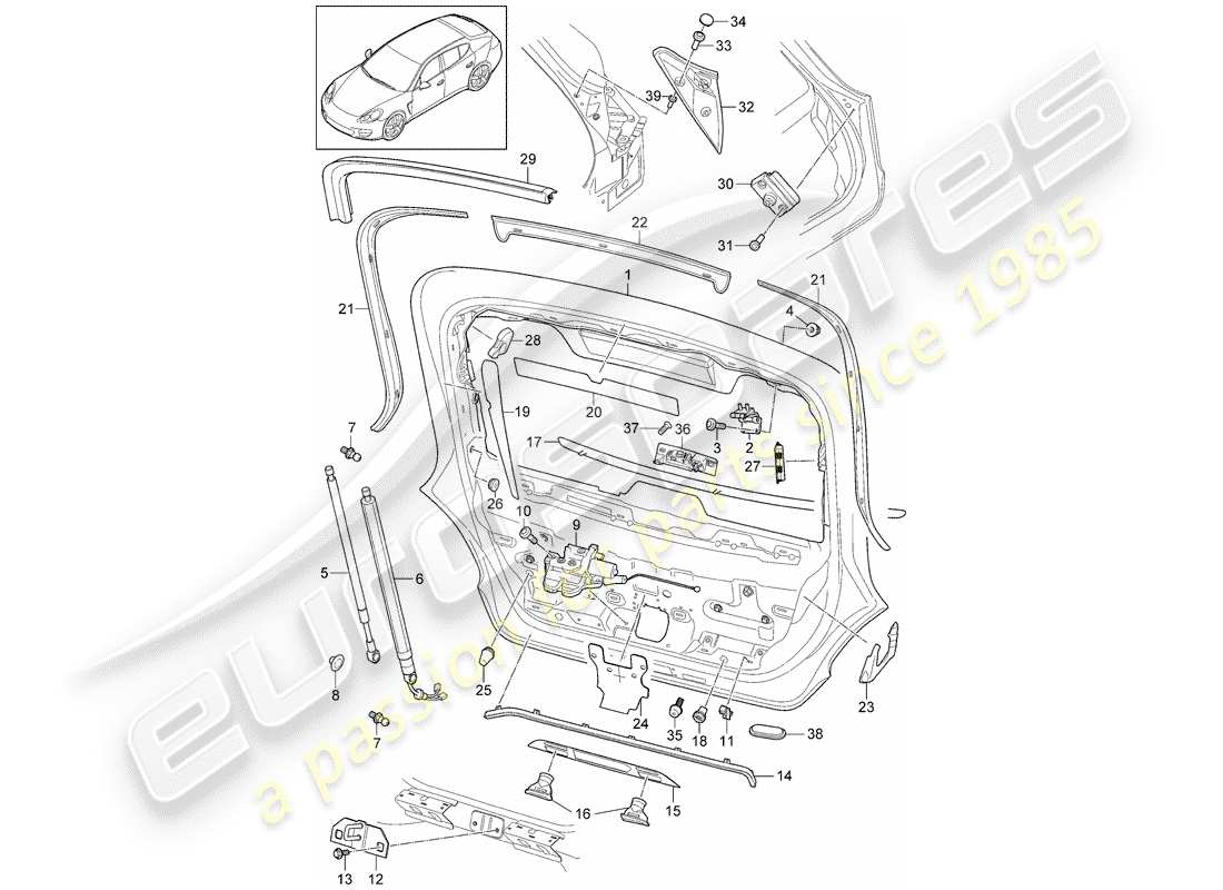 porsche 2014 (panamera 970) cover rear part diagram