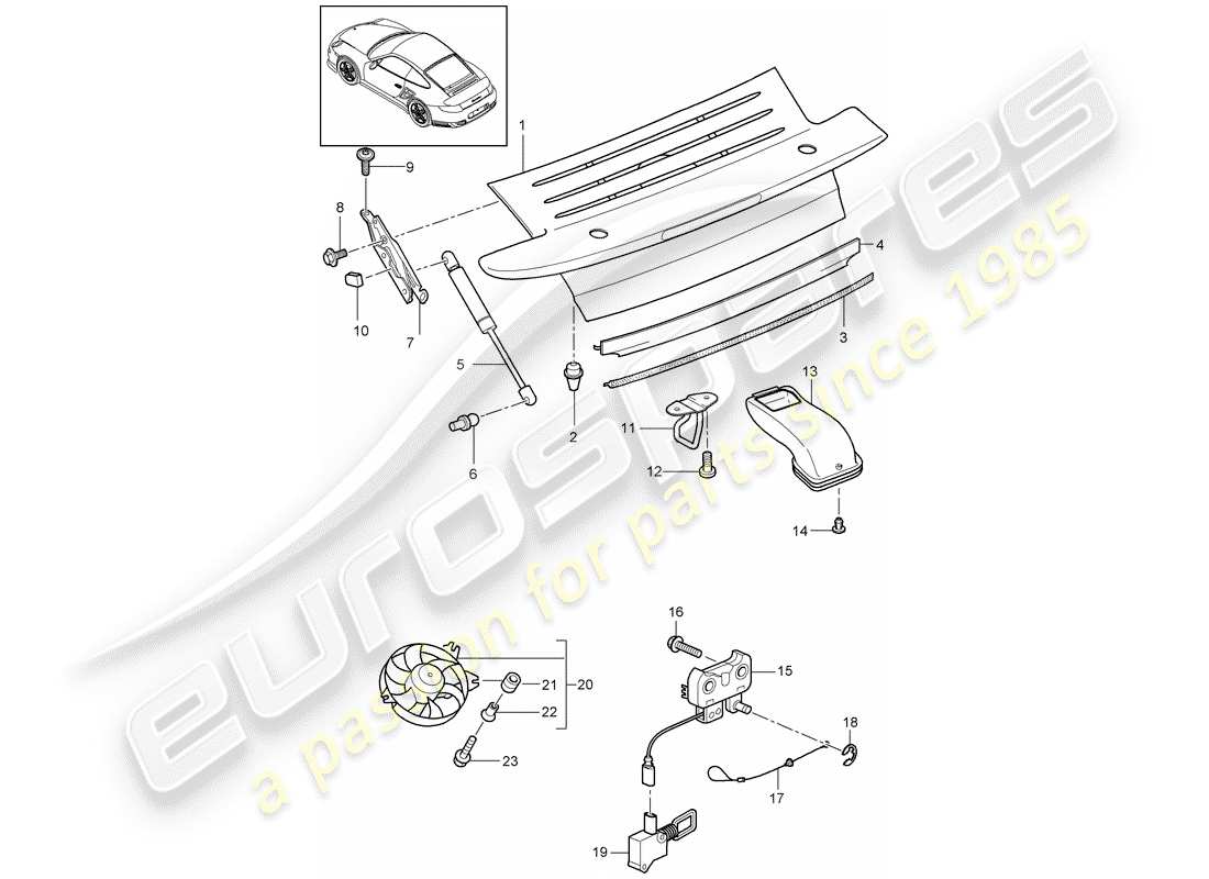 porsche 2013 (997-2 turbo / gt2 rs) cover parts diagram