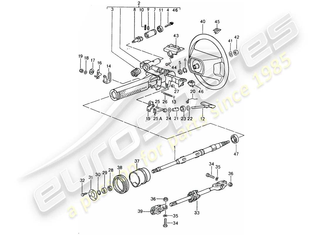 porsche 1988 (928) steering parts - steering wheel - airbag - d - mj 1990>> parts diagram