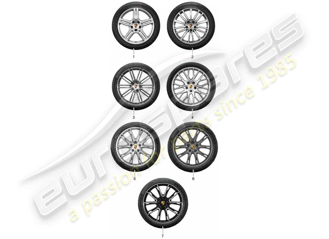 porsche 2010 (tequipment panamera) wheel disc 'alum.' with parts diagram
