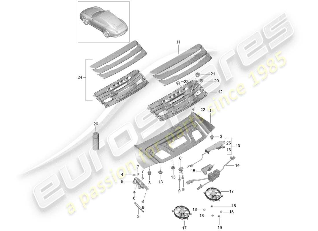 porsche 2016 (991-1) cover rear parts diagram