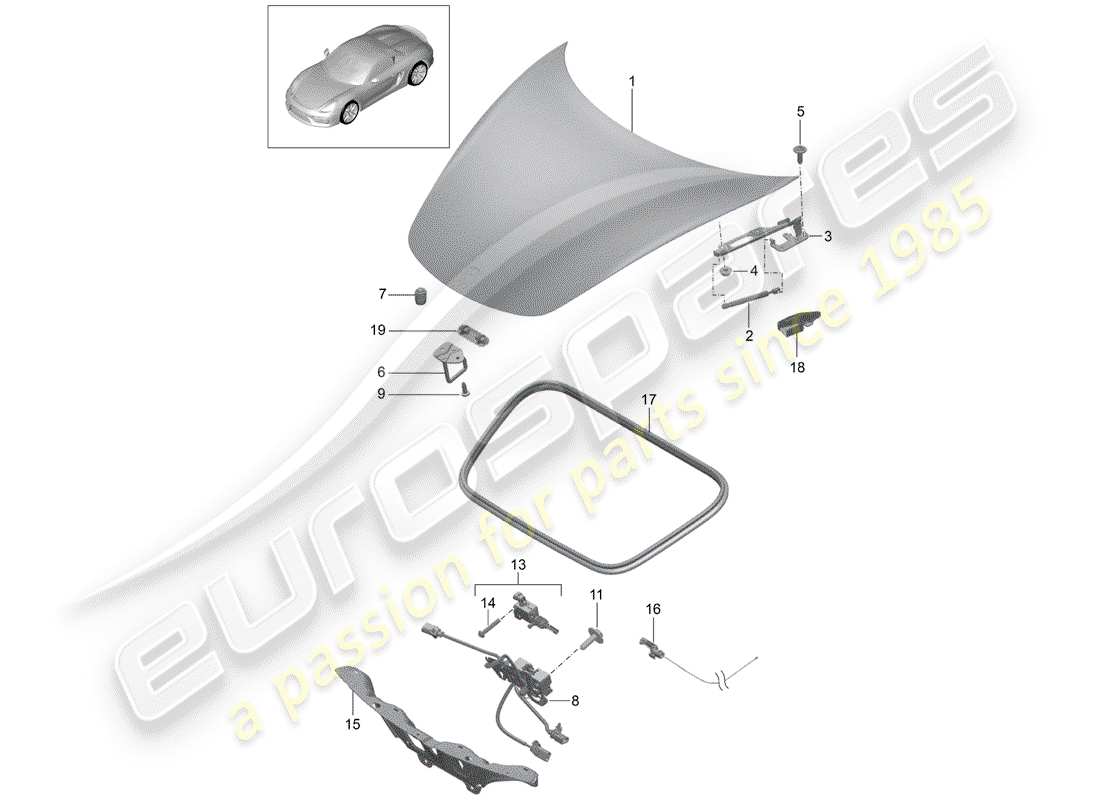 porsche 2016 (981 boxster spyder) cover front parts diagram