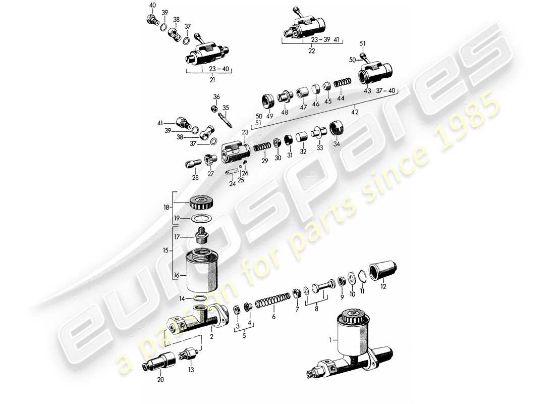 porsche 1963 (356b/356c) wheel brake cylinder - brake master cylinder part diagram