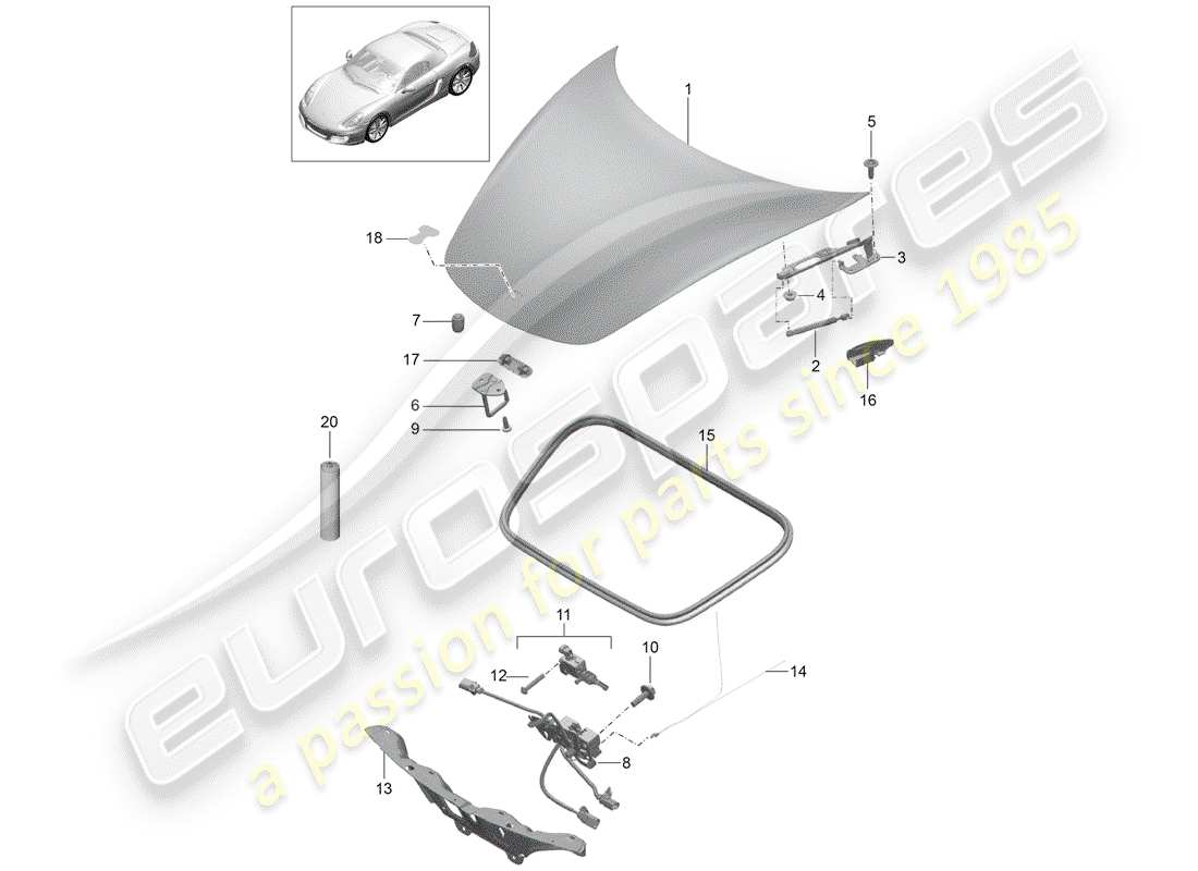 porsche 2014 (981 boxster) cover front parts diagram