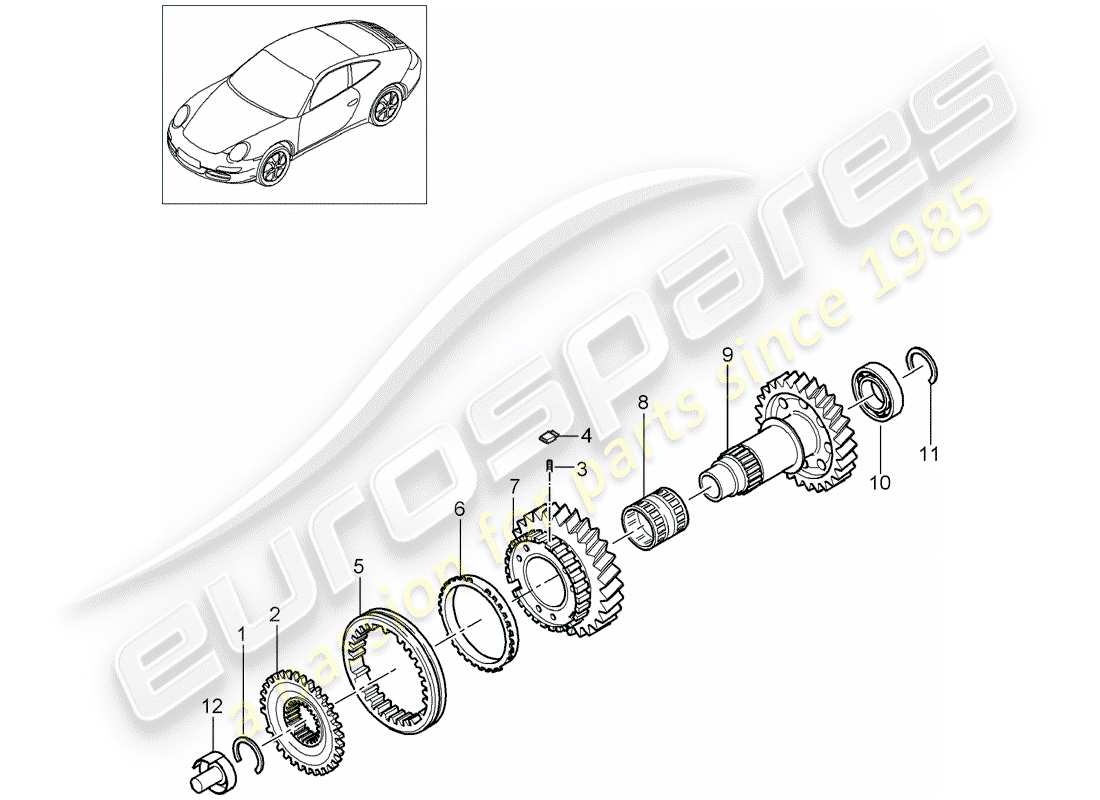 porsche 2012 (997-2) reverse gear parts diagram