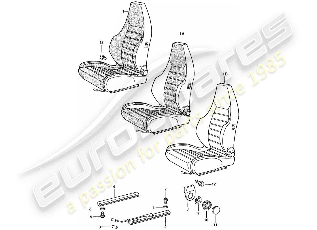 porsche 1987 (924s) sports seat - complete part diagram