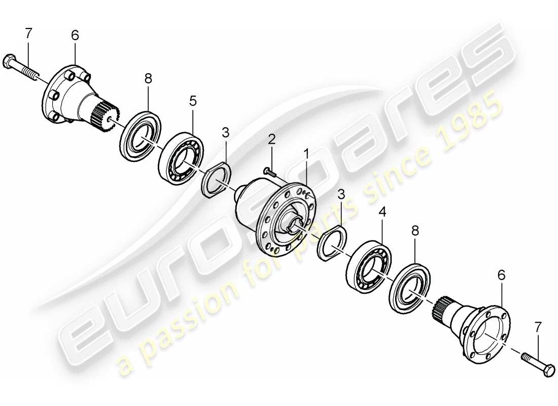 porsche 2009 997-2 turbo / gt2 limited slip differential parts diagram