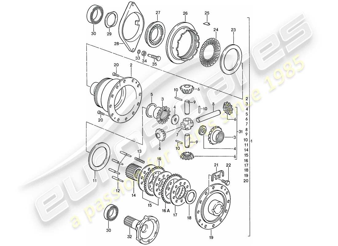 porsche 1988 (928) manual gearbox - porsche - limited slip differential - d - mj 1990>> parts diagram