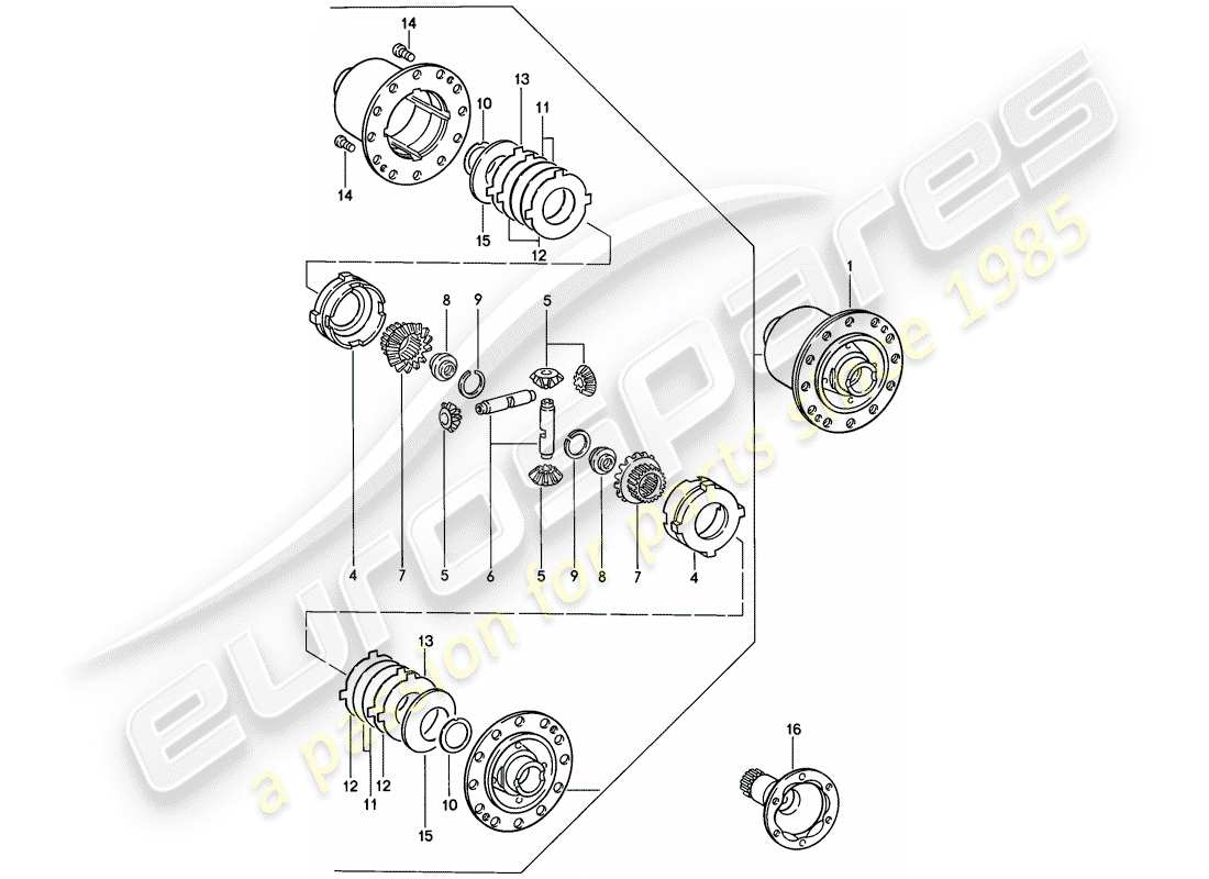 porsche 1984 (911) limited slip differential part diagram