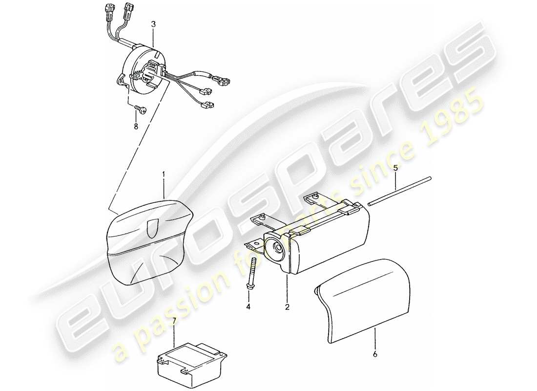 porsche boxster 986 (1997) airbag parts diagram
