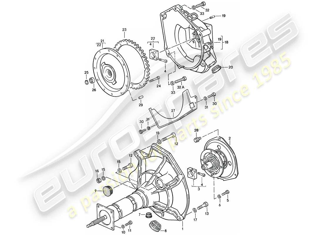 porsche 1988 (944) central tube - automatic transmission parts diagram