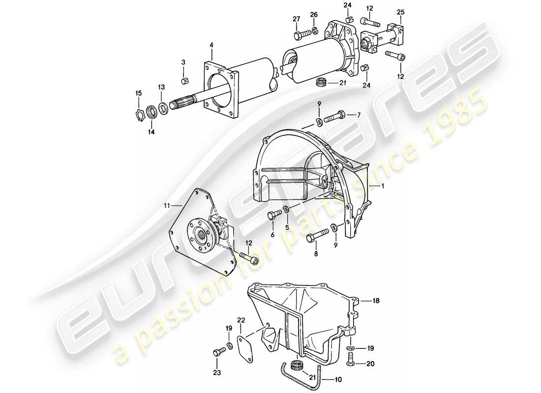 porsche 1986 (928) automatic transmission - central tube part diagram
