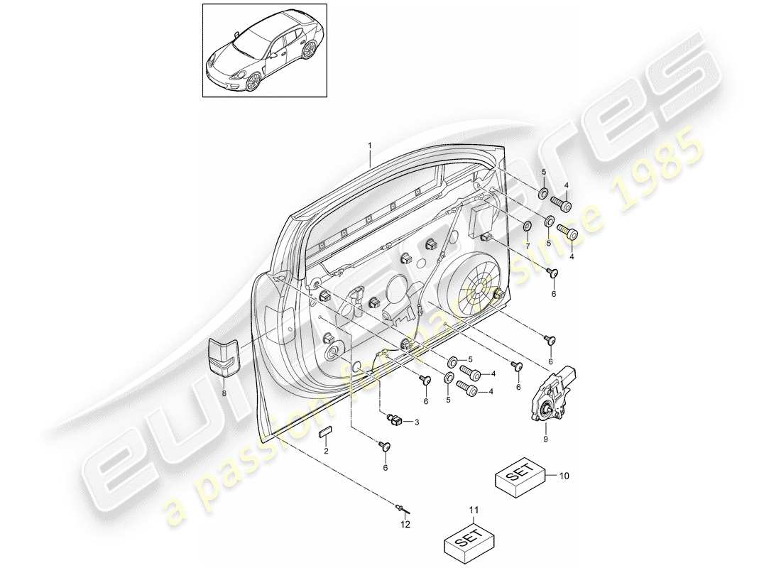 porsche 2015 (panamera 970) window regulator front assembly carrier part diagram