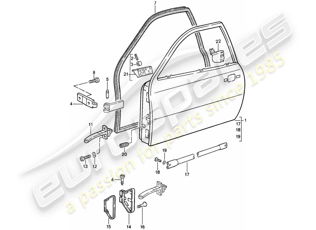 porsche 1987 (944) door parts diagram