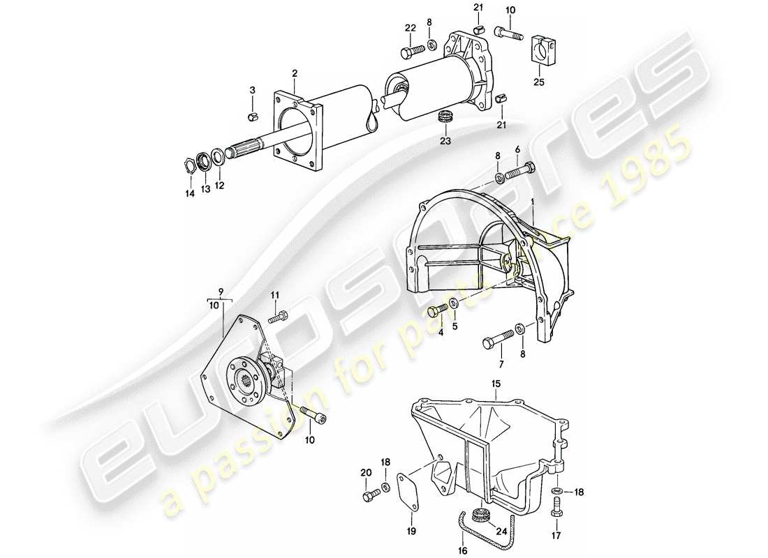 porsche 1984 (928) automatic transmission - central tube parts diagram