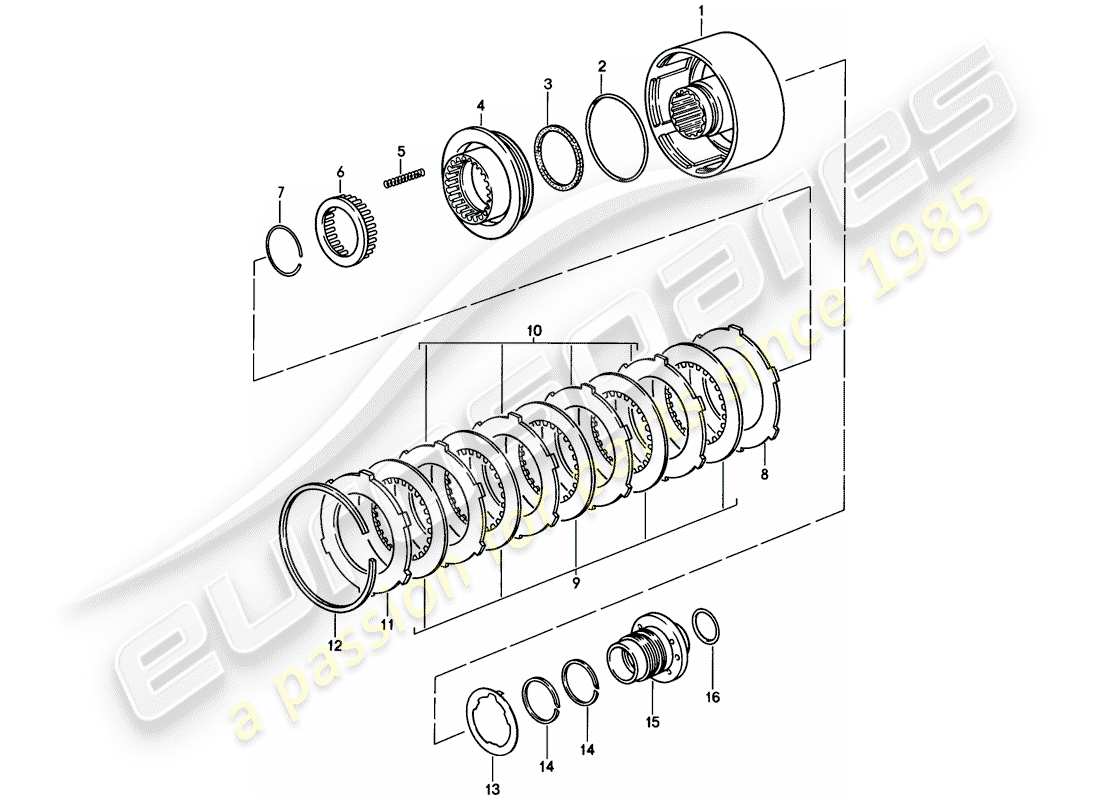 porsche 1984 (928) automatic transmission - clutch - k 2 parts diagram