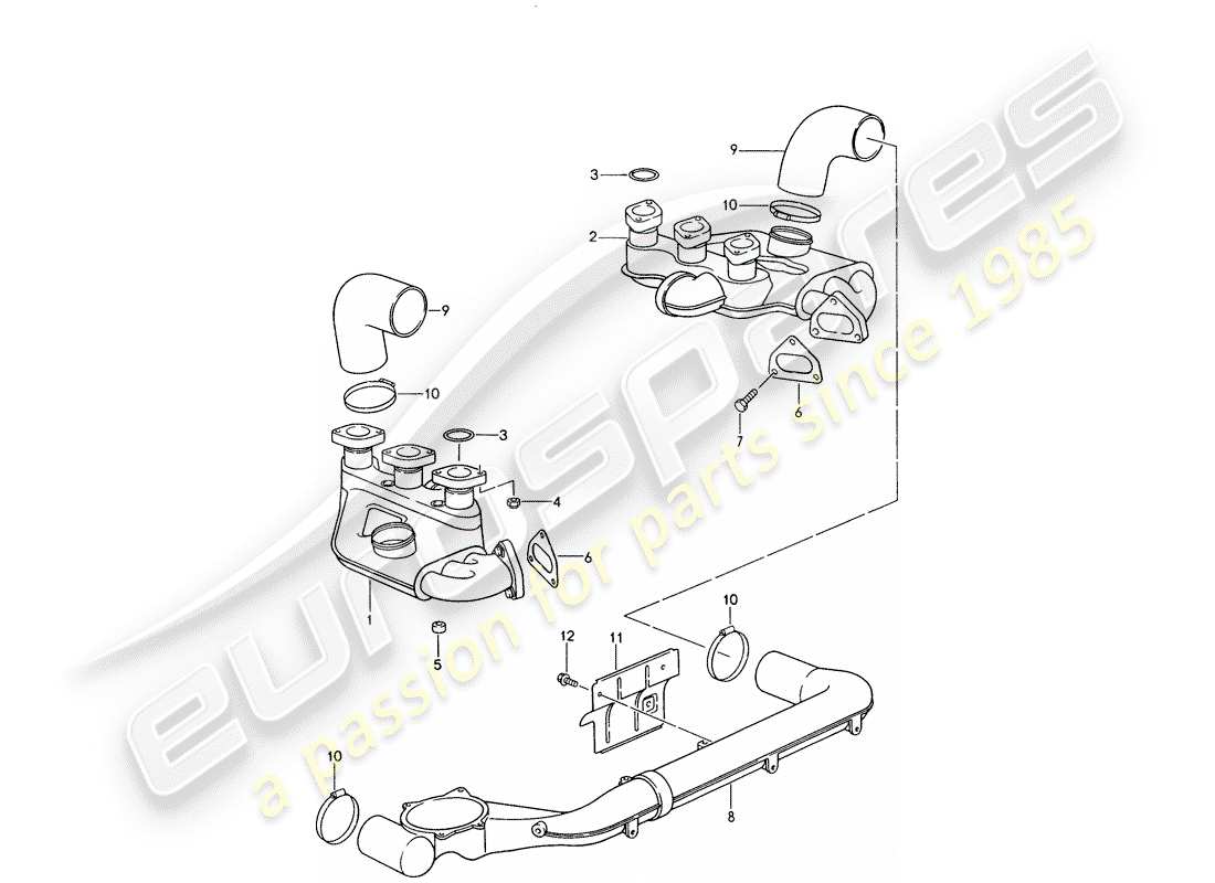 porsche 1994 (993) exhaust system - heater core - see technical information - group 2 - nr. 2/ 98 parts diagram