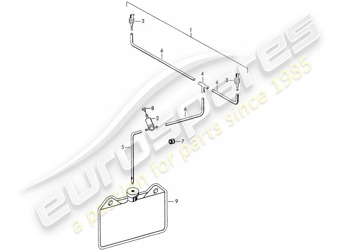 porsche 1950 (356/356a) windshield washer unit part diagram