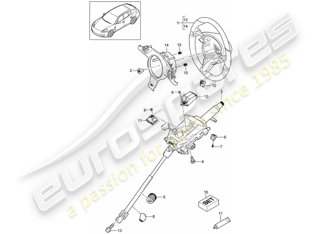 porsche 2014 (panamera 970) steering wheel steering column intermediate steering shaft d - mj 2014>> part diagram