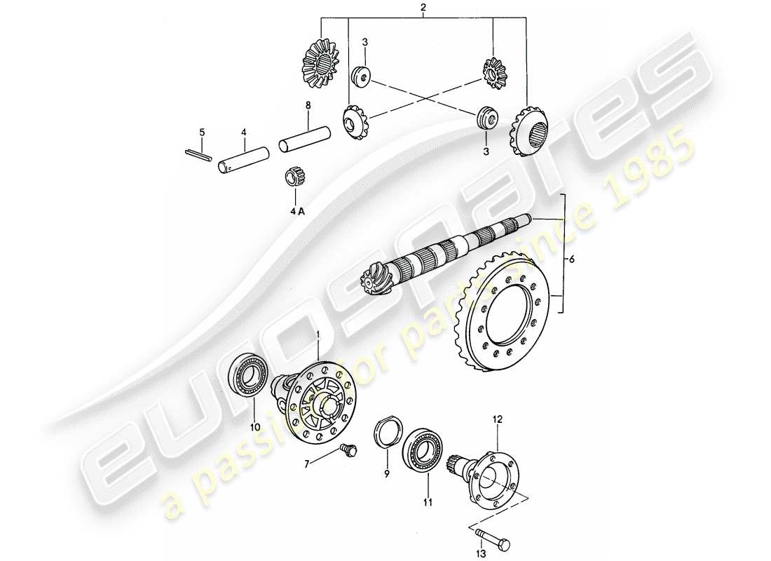 porsche 1995 (968) manual gearbox - differential part diagram