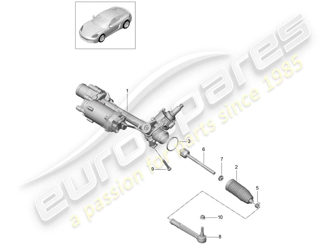 porsche 2018 (718 cayman) steering gear part diagram