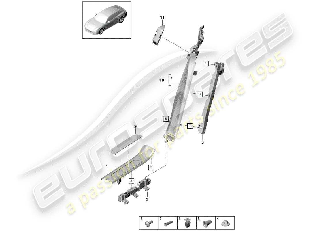 porsche 2018 (panamera 971-1) tread trim rear sill trim strip part diagram