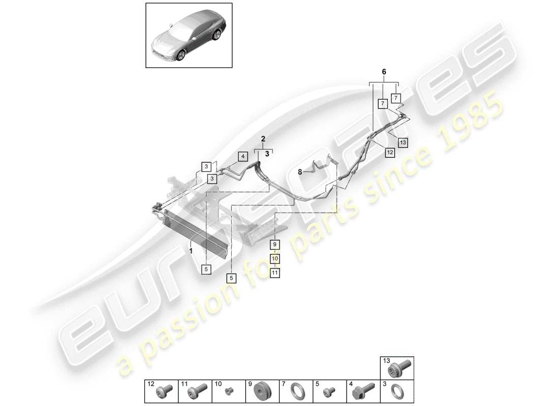 porsche 2019 (panamera 971-1) gear oil cooler oil pressure line for gearbox oil cooling - pdk - gearbox part diagram