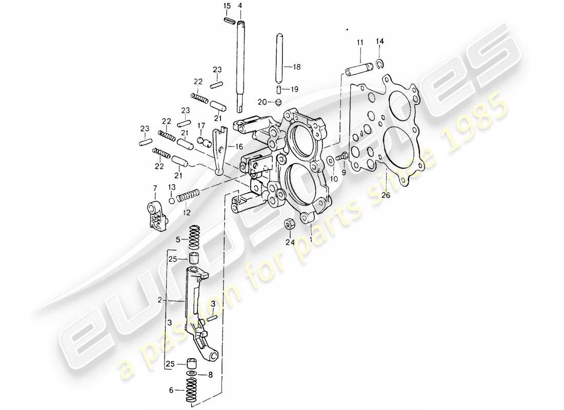 porsche 1989 (964) tensioning plate - shift control lock device parts diagram