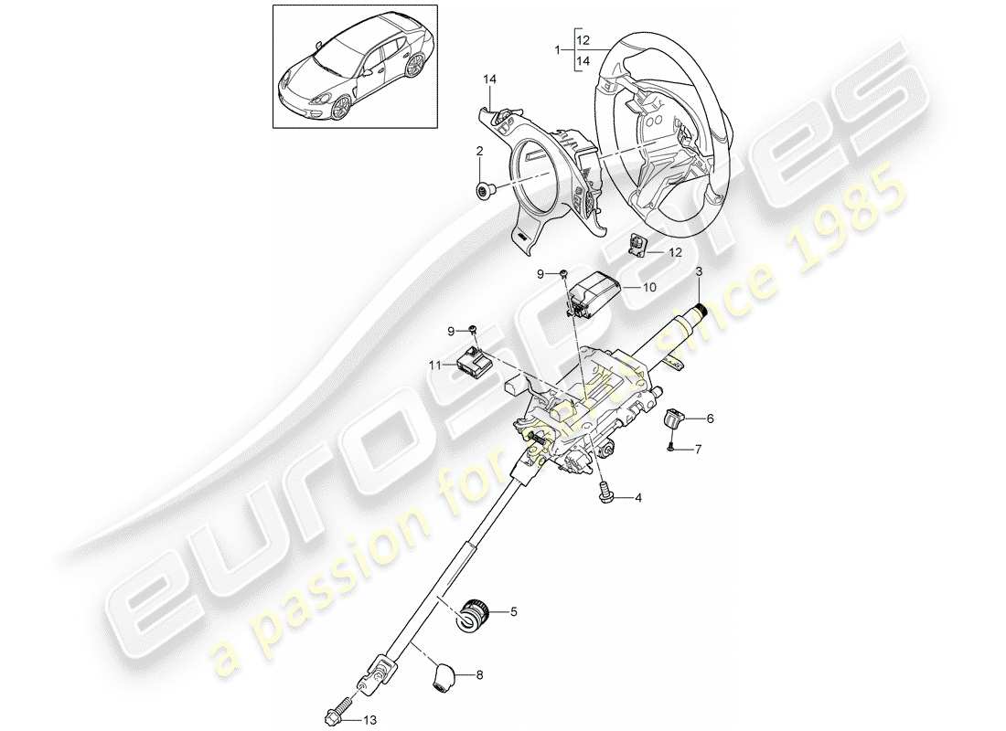 porsche 2015 (panamera 970) steering wheel steering column intermediate steering shaft d >>- mj 2010 part diagram