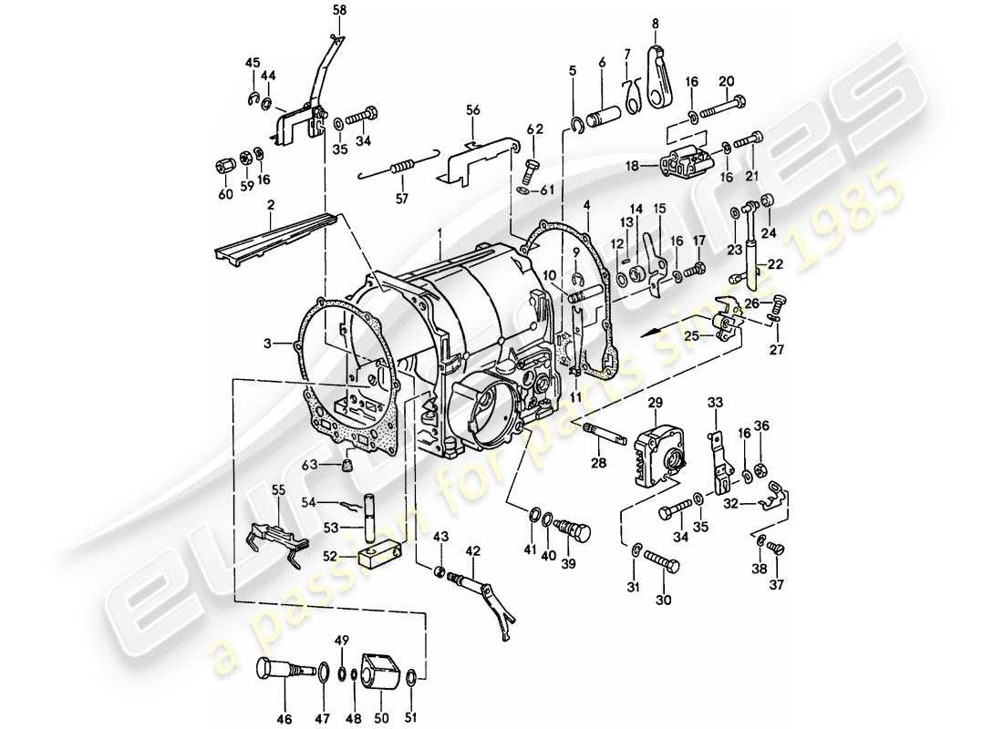 porsche 1982 (928) transmission case - 2 - automatic transmission parts diagram