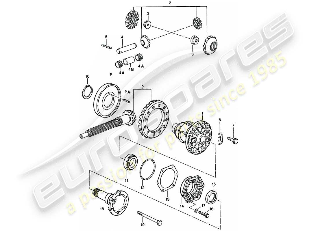 porsche 1986 (928) differential - manual gearbox - d >> - mj 1984 part diagram