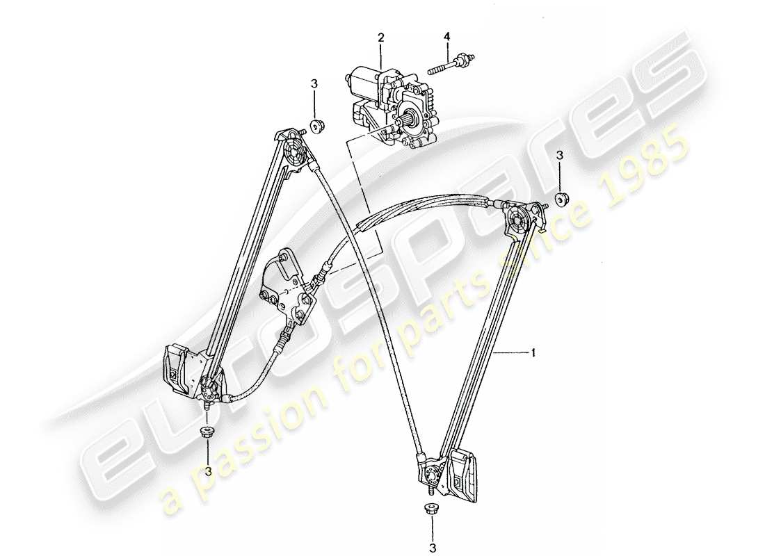 porsche 2005 (996 turbo / gt2) window regulator part diagram