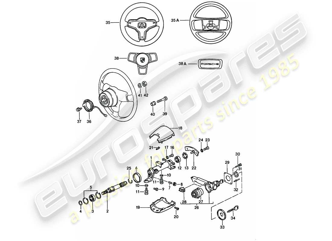 porsche 1986 (911) steering parts part diagram
