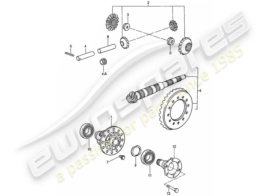 porsche 968 (1993) manual gearbox - differential parts diagram